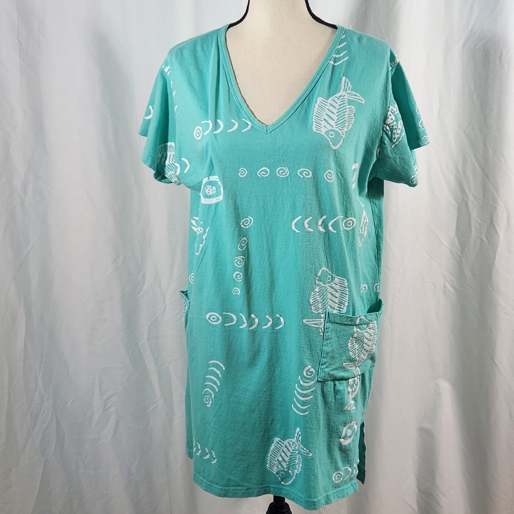 Ingear Resorts Women's Aqua Teal Swim Cover-Up Vacation Dress Size L